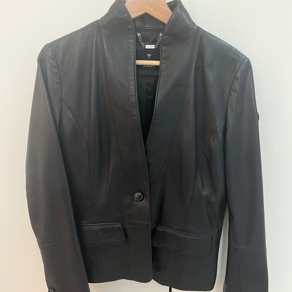 JOOP! Women’s Black Leather Jacket Size 42